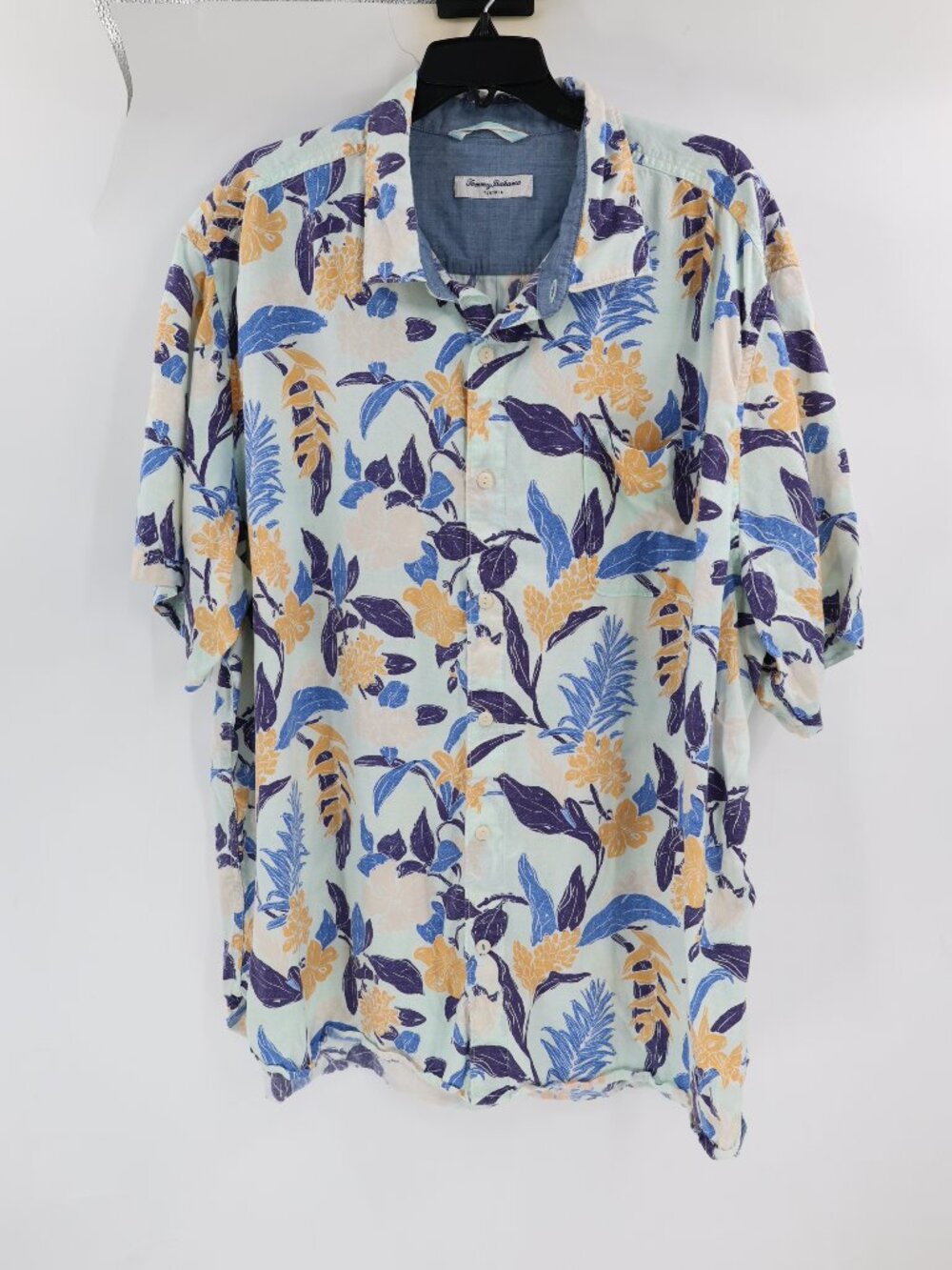 Tommy Bahama Hawaiian Shirt Mens 3XL Tortola Leaf Aloha Button Up Short Sleeve